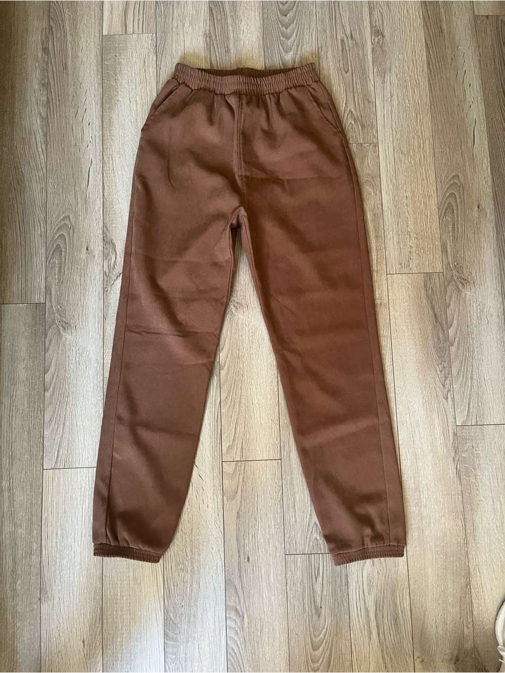 Women's Brown Elastic-Waist Fashion Jogger Pants